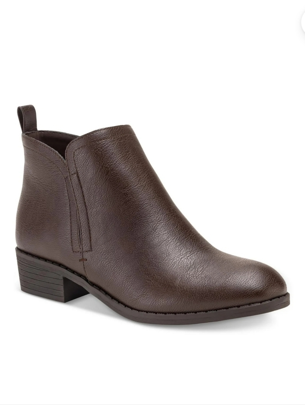 Sun + Stone New In Box Dark Brown Leather-Look Ankle Bootie
